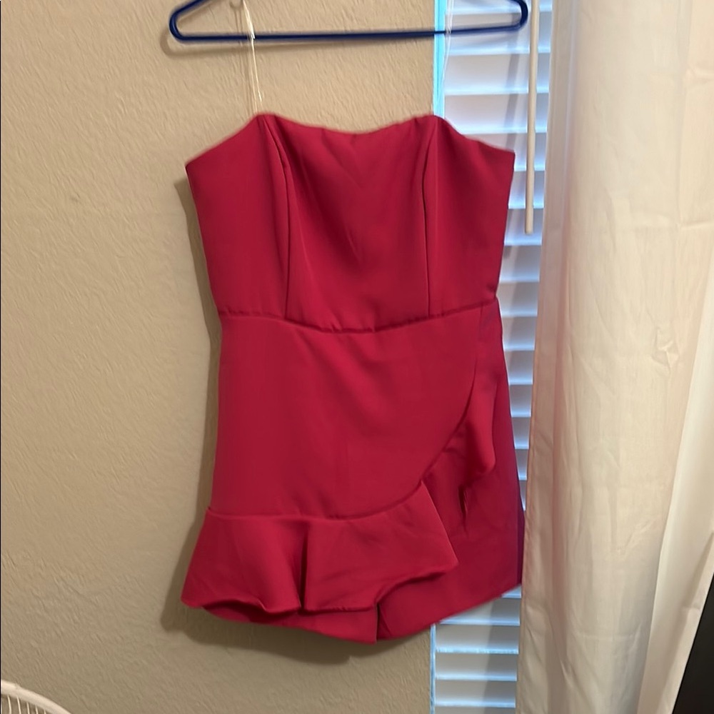 DO+BE Red Asymmetrical Ruffled Jumpsuit